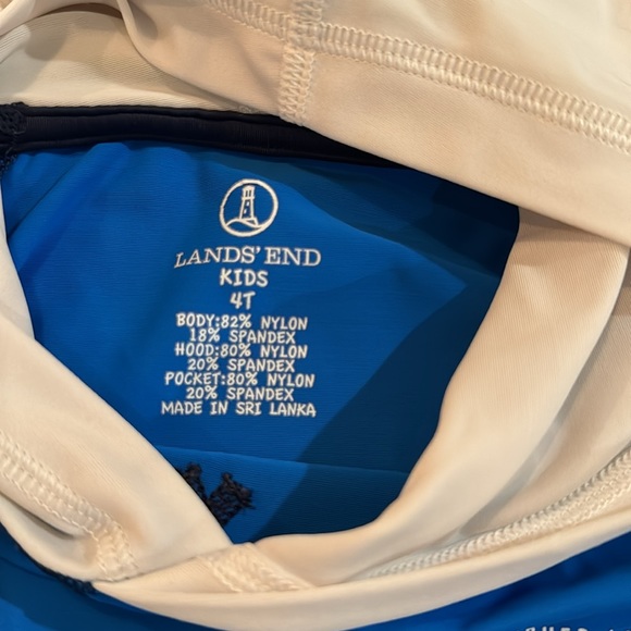 Lands' End Kids Rashguard Swim Long Sleeve Hooded Front Pocket Size 4T - Picture 3 of 4